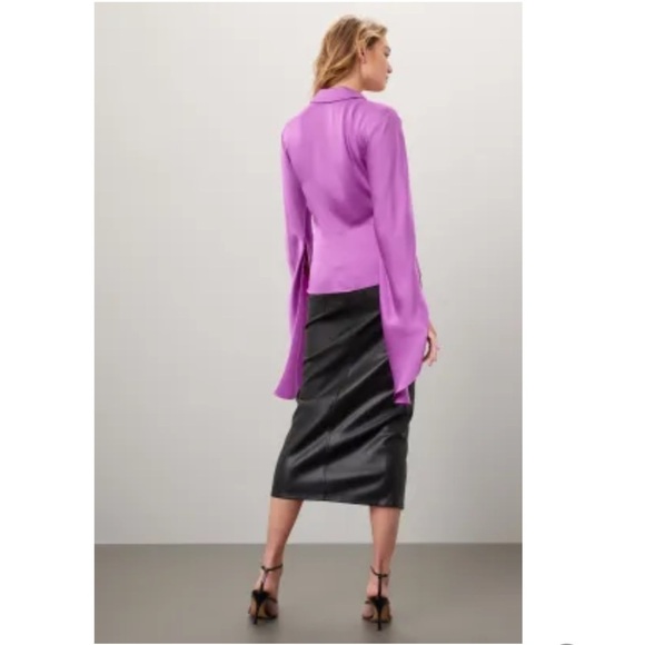 Simkhai Paradisa Wrap Top Purple Draped Surplice Blouse - Picture 3 of 16